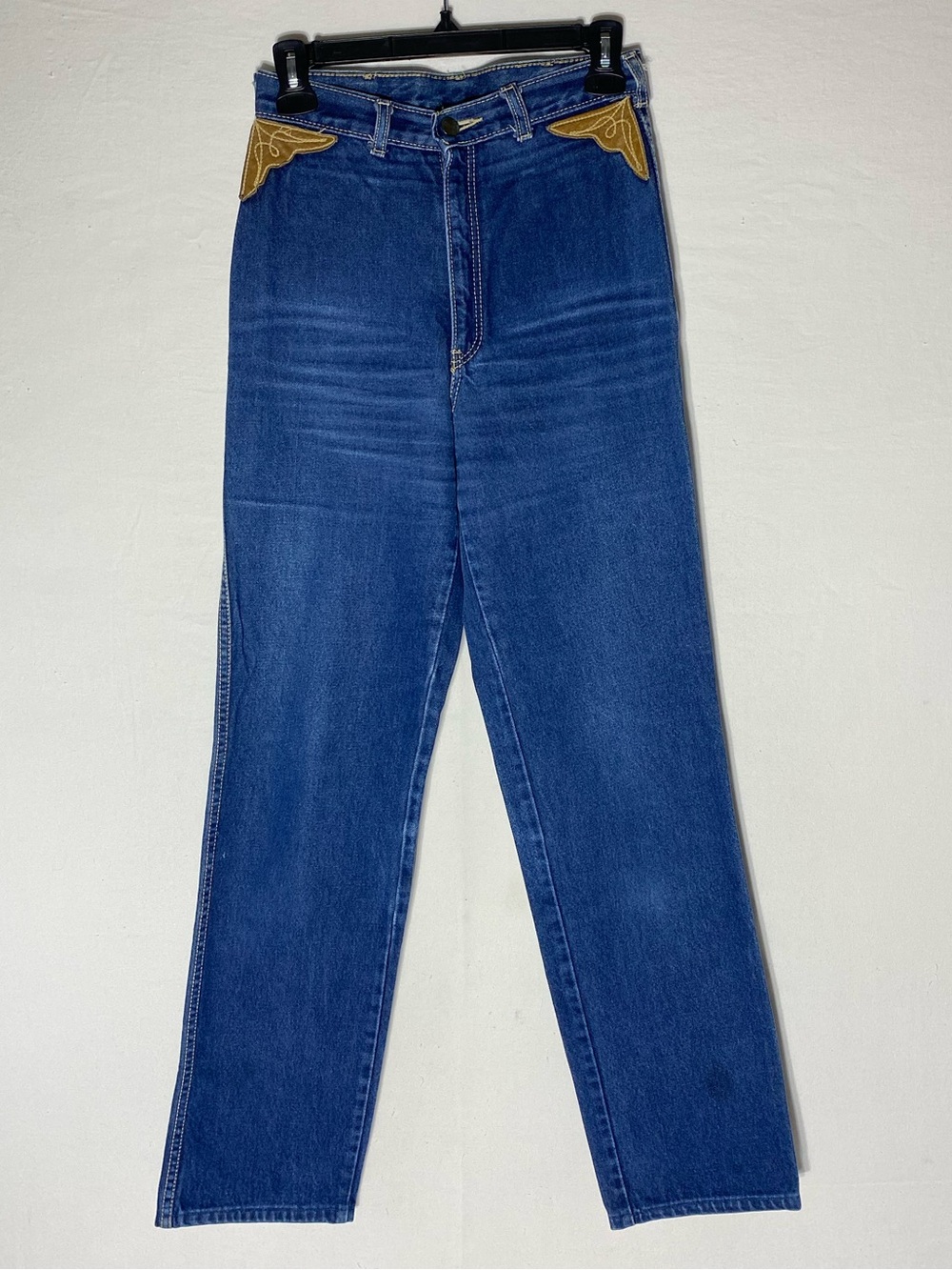 Vintage 70’s Fancy Ass Western High Rise Leather Pocket Straight Leg Jeans 26